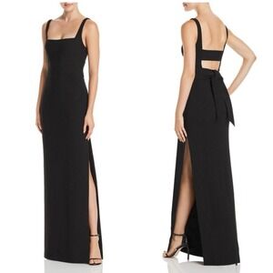 Likely Black Square-Neck Maxi Dress with Back Tie and Side Slit
